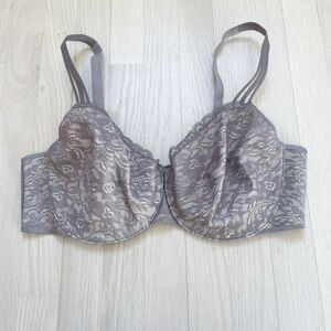 Enticing Lift Balconette 40DD brown gray  unlined lightweight bra lace